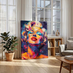 Vibrant Abstract Pop Art Icon Portrait - Framed Canvas Wall Art Print