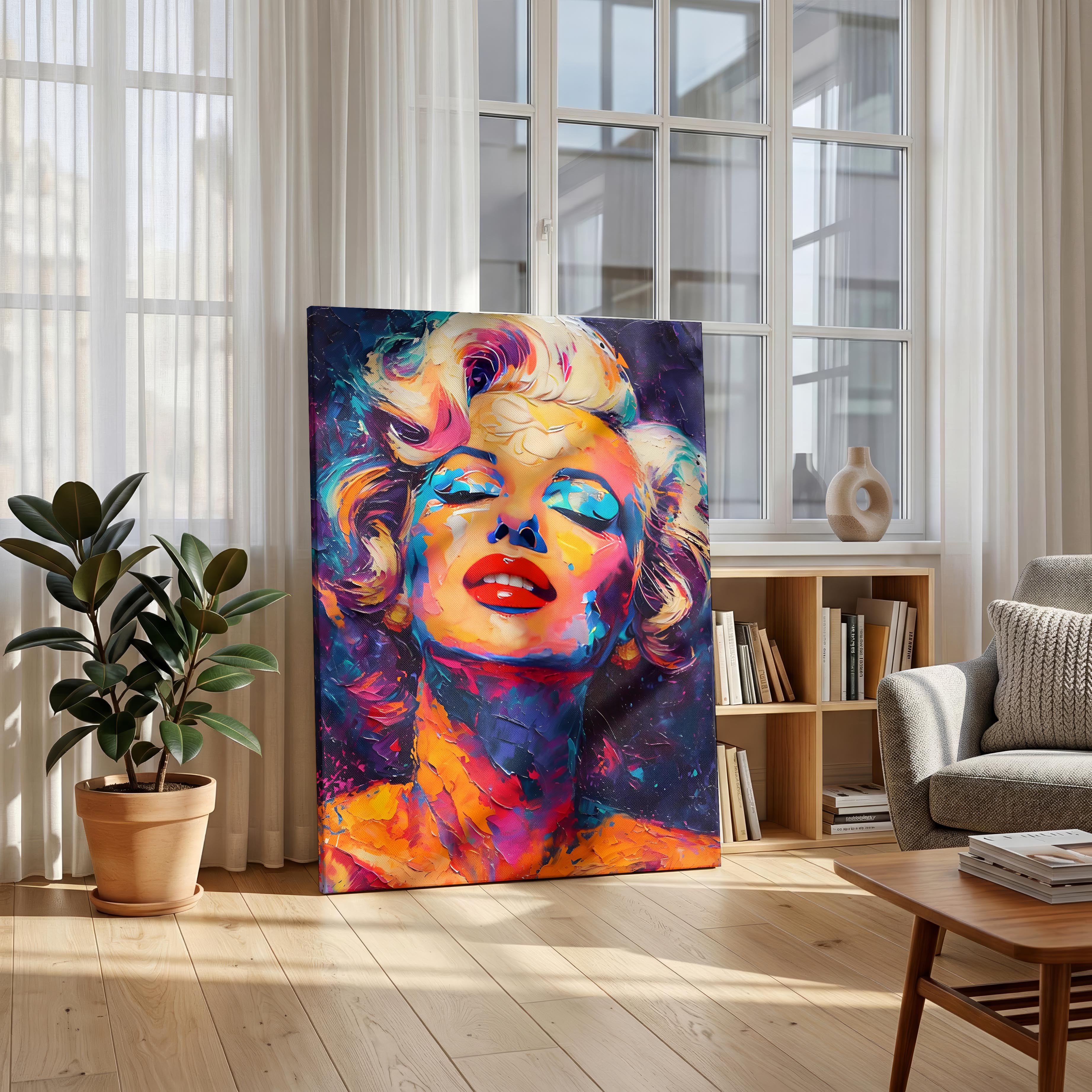 Vibrant Abstract Pop Art Icon Portrait - Framed Canvas Wall Art Print