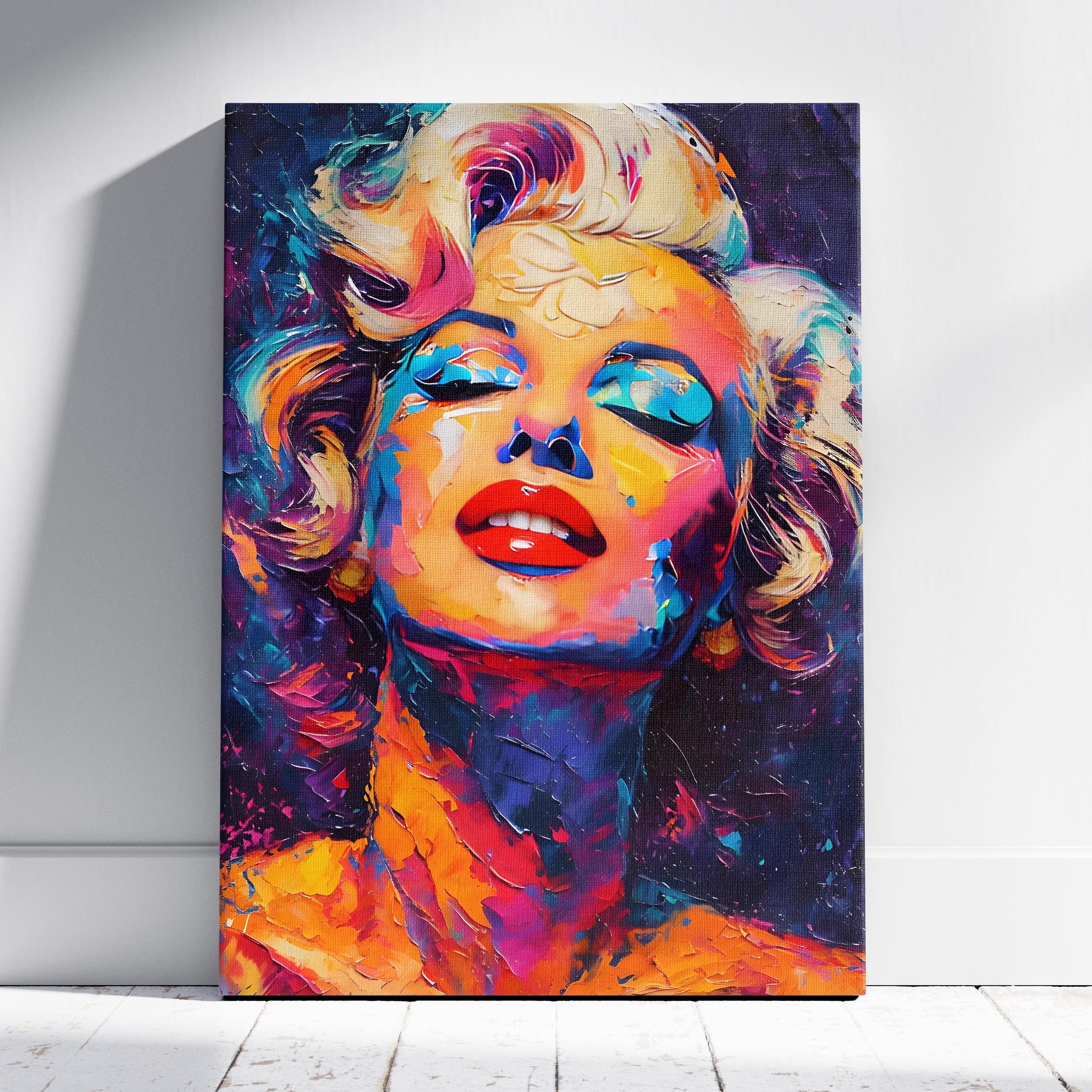 Vibrant Abstract Pop Art Icon Portrait - Framed Canvas Wall Art Print
