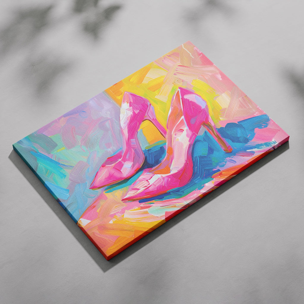 Vibrant Abstract Pink Heels - Framed Canvas Wall Art Print | House Prints