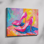 Vibrant Abstract Pink Heels - Framed Canvas Wall Art Print | House Prints