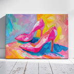Vibrant Abstract Pink Heels - Framed Canvas Wall Art Print | House Prints