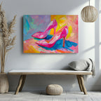 Vibrant Abstract Pink Heels - Framed Canvas Wall Art Print | House Prints