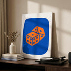 Vibrant Blue & Orange Lucky Dice Roll - Framed Canvas Wall Art Print