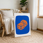 Vibrant Blue & Orange Lucky Dice Roll - Framed Canvas Wall Art Print