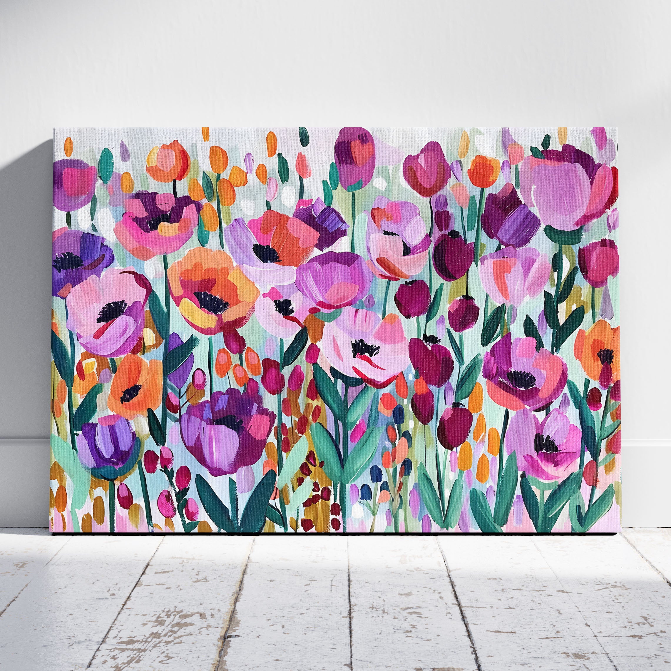 Vibrant Spring Floral Symphony - Framed Canvas Wall Art Print | House Prints