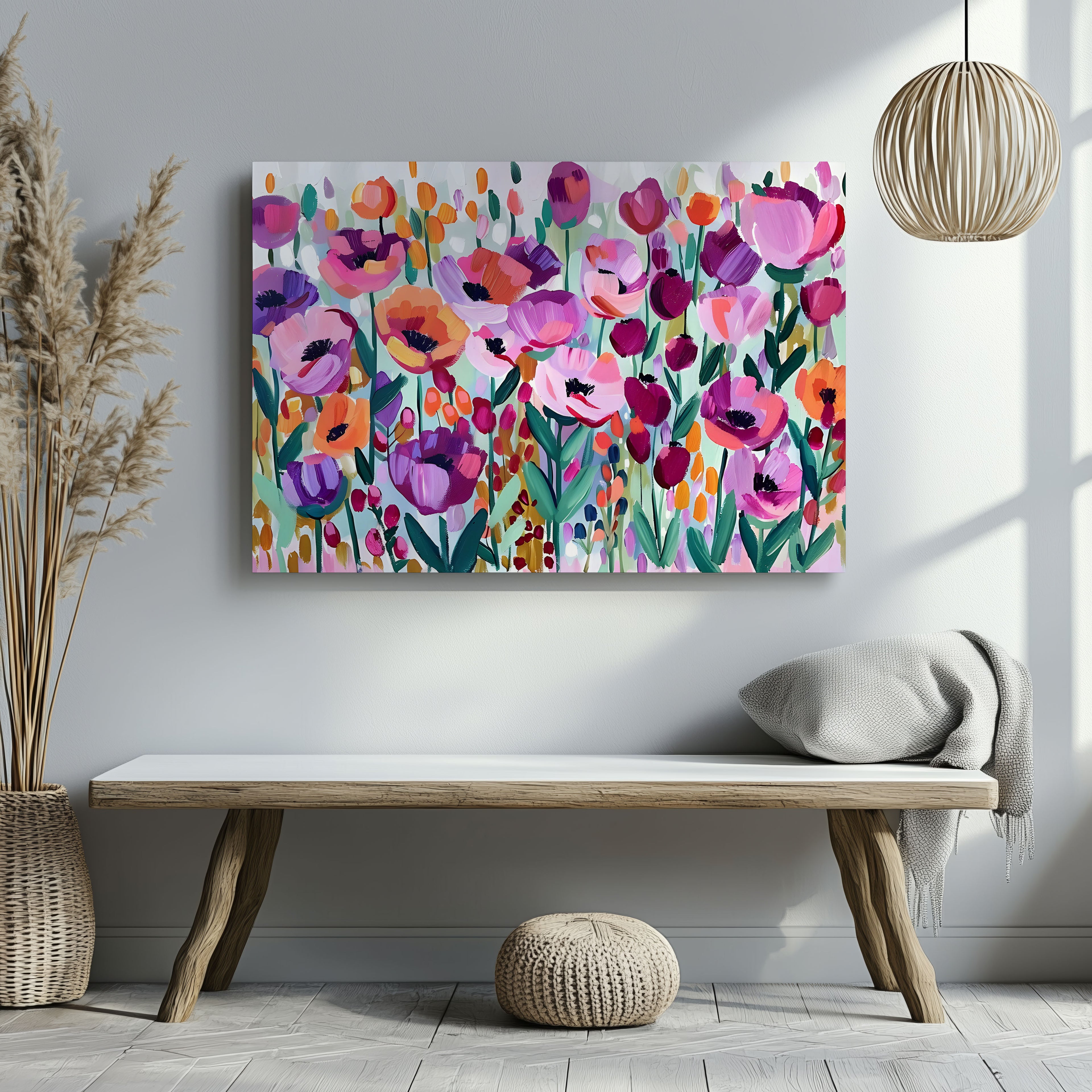 Vibrant Spring Floral Symphony - Framed Canvas Wall Art Print | House Prints