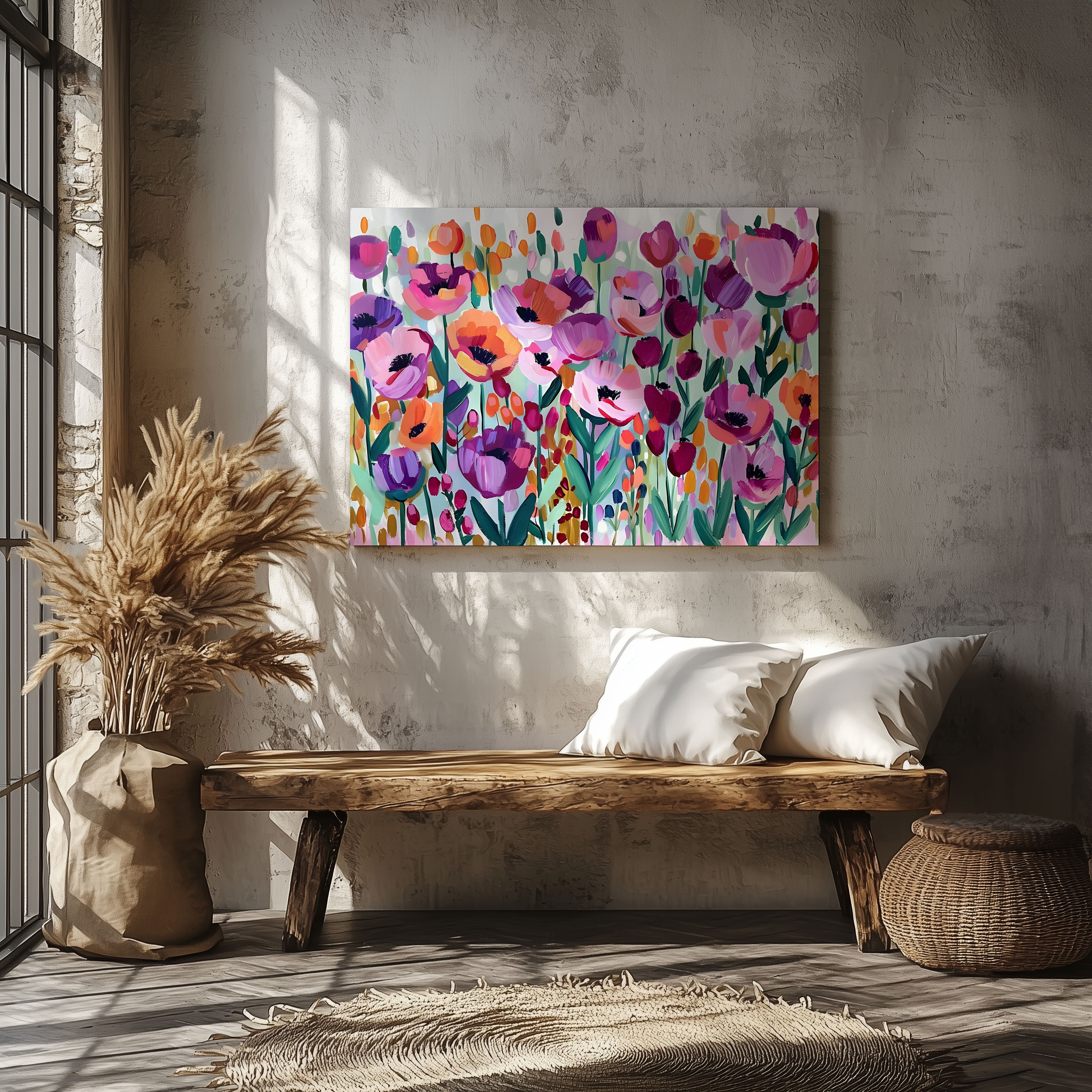 Vibrant Spring Floral Symphony - Framed Canvas Wall Art Print | House Prints