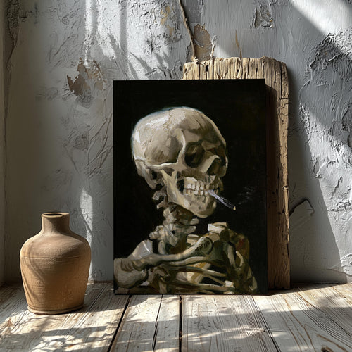 Skeleton with a Burning Cigarette - Vincent van Gogh - Framed Canvas Wall Art Print | House Prints
