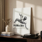 Vintage Classic Statue Sketch Inspiration Quote - Framed Canvas Wall Art Print | House Prints