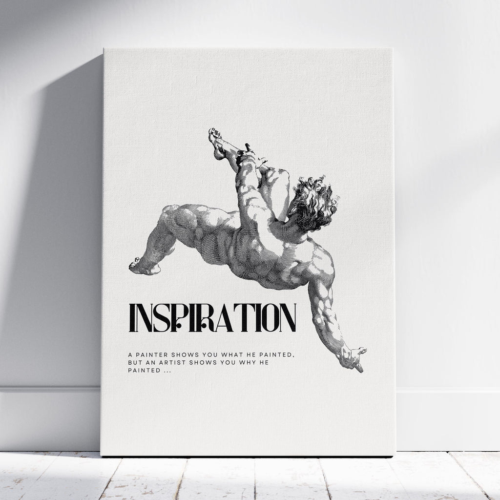 Vintage Classic Statue Sketch Inspiration Quote - Framed Canvas Wall Art Print | House Prints
