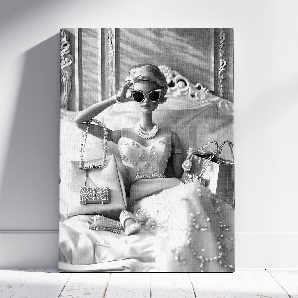 Vintage Diamonds & Pearls Fashion Doll - Framed Canvas Wall Art Print | House Prints