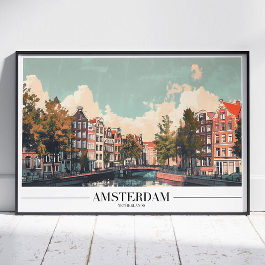 Classic Amsterdam City World Travel - Rolled Poster Wall Art Print - House Prints