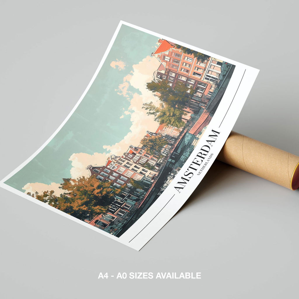 Classic Amsterdam City World Travel - Rolled Poster Wall Art Print | House Prints