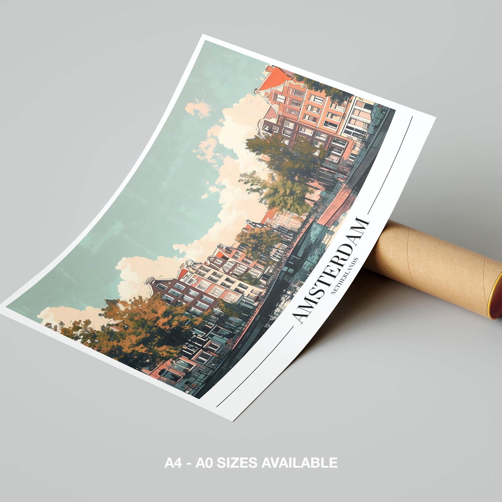 Classic Amsterdam City World Travel - Rolled Poster Wall Art Print | House Prints