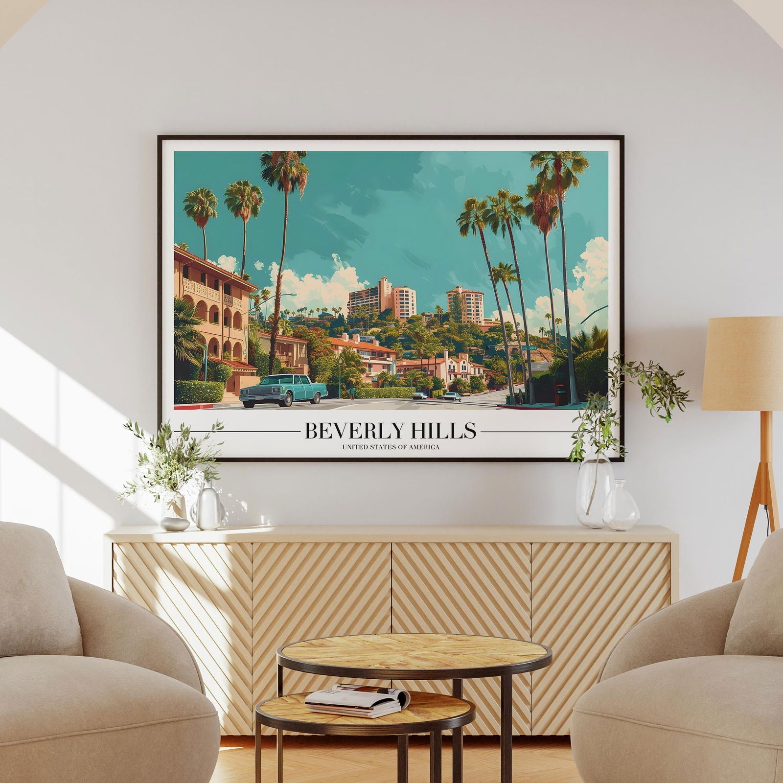 Glamorous Beverly Hills World City Travel - Rolled Poster Wall Art Print | House Prints