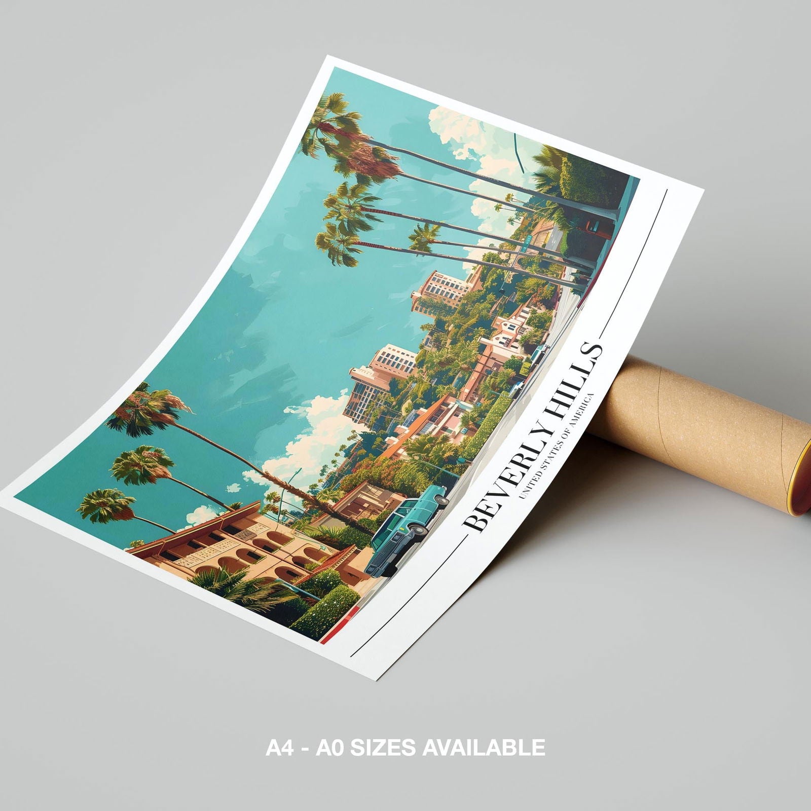 Glamorous Beverly Hills World City Travel - Rolled Poster Wall Art Print | House Prints