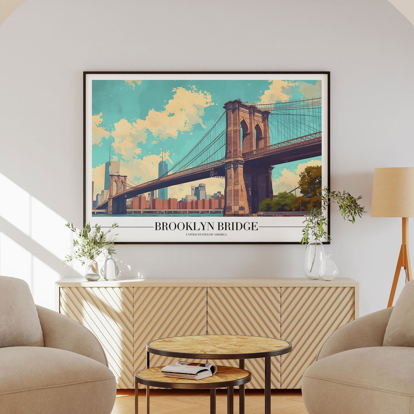 Brooklyn Bridge NYC City America World Travel - Rolled Poster Wall Art Print | House Prints