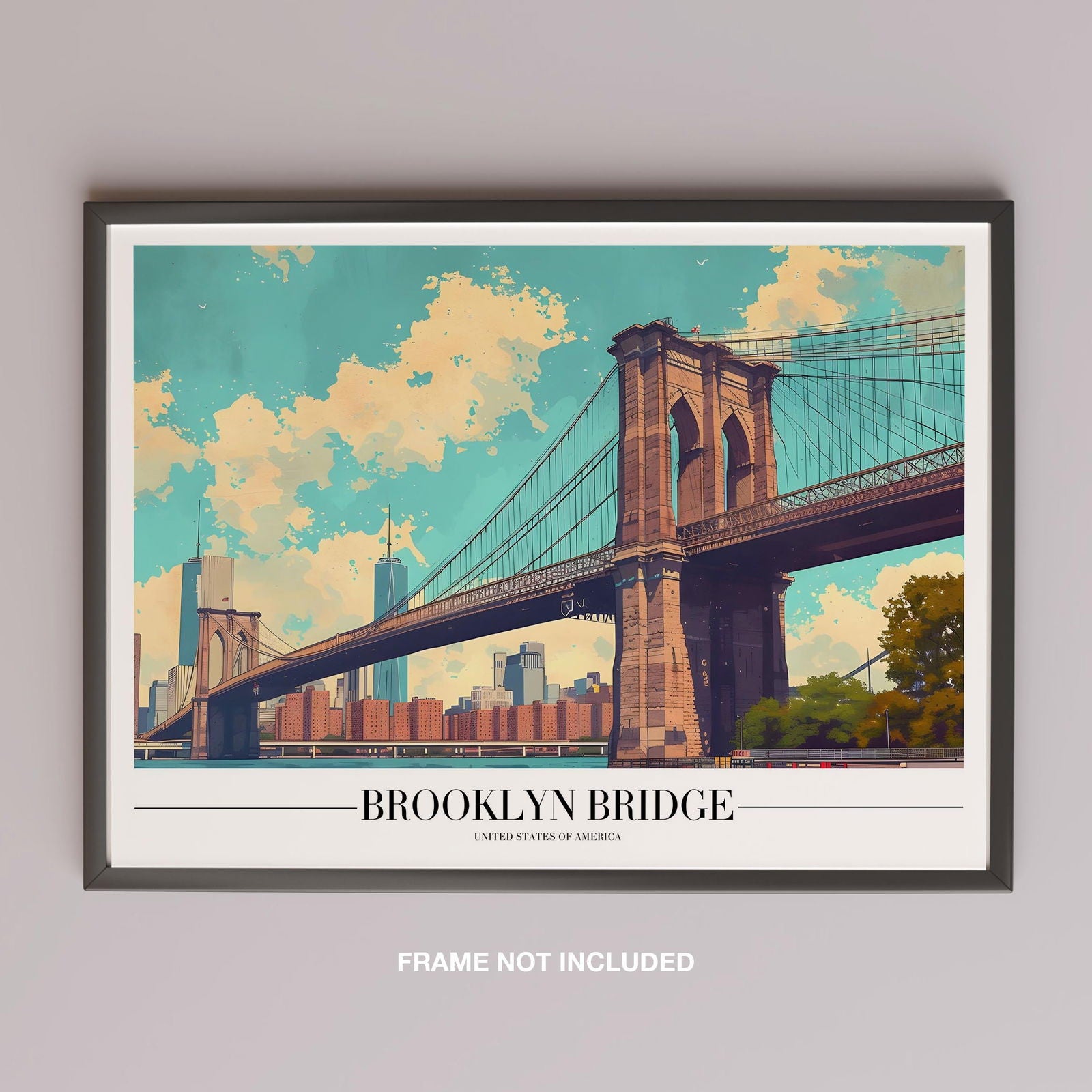 Brooklyn Bridge NYC City America World Travel - Rolled Poster Wall Art Print | House Prints