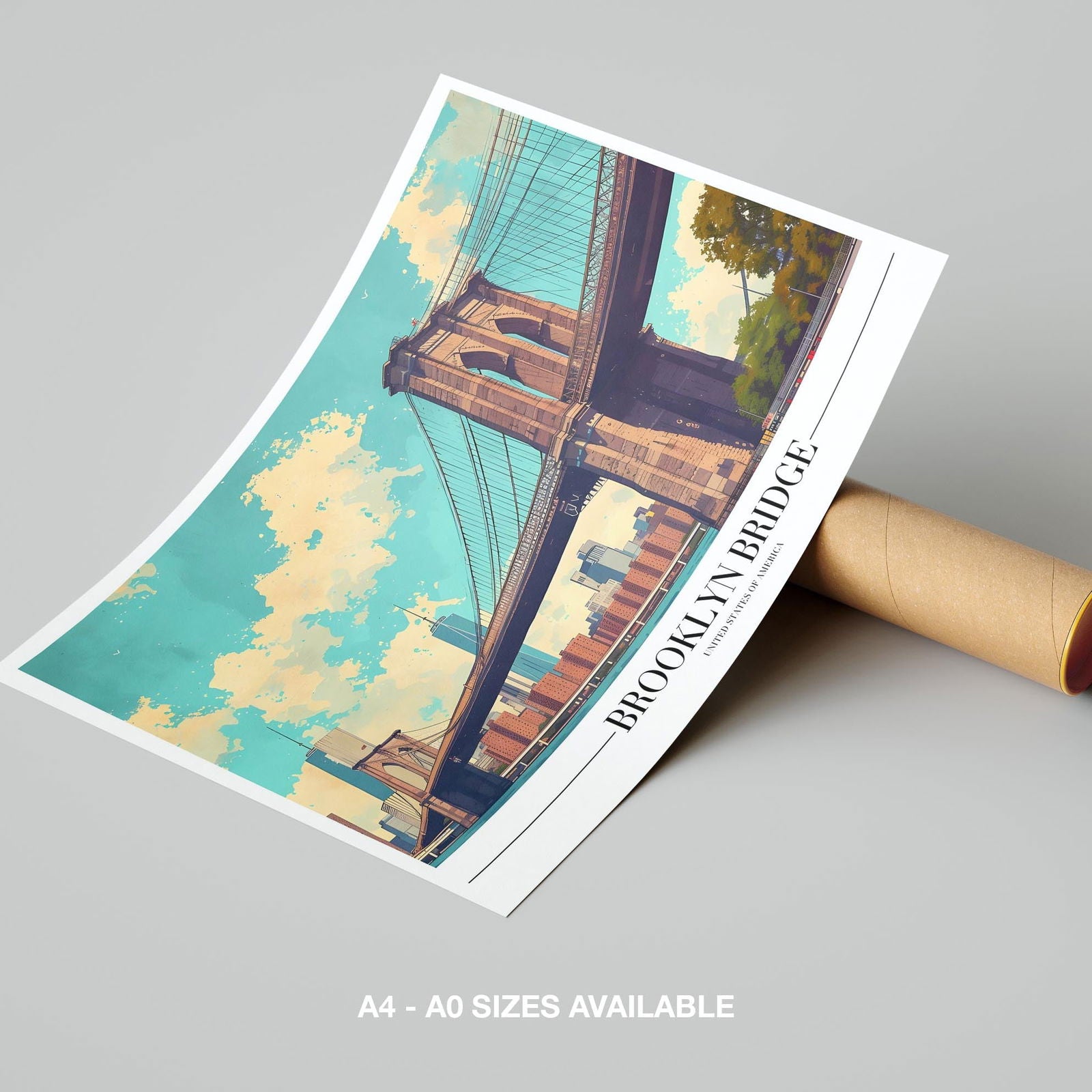 Brooklyn Bridge NYC City America World Travel - Rolled Poster Wall Art Print | House Prints