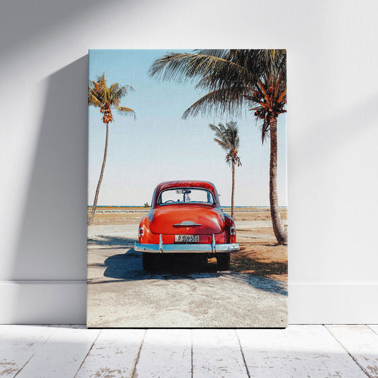 Vintage Car in the California Sun - Framed Canvas Wall Art Print - House Prints