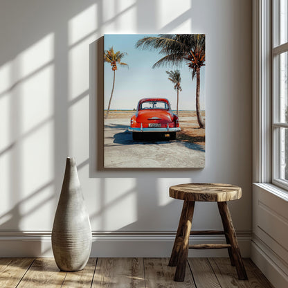 Vintage Car in the California Sun - Framed Canvas Wall Art Print - House Prints