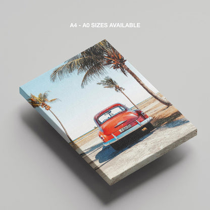 Vintage Car in the California Sun - Framed Canvas Wall Art Print - House Prints