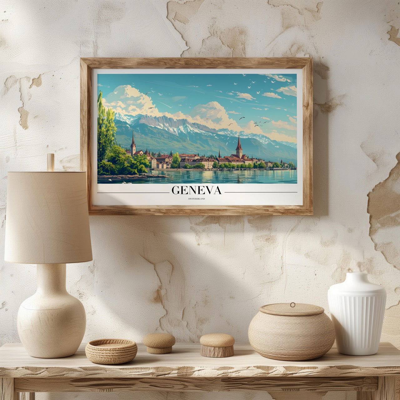 Geneva Switzerland World City Travel - Rolled Poster Wall Art Print - House Prints