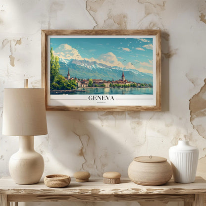 Geneva Switzerland World City Travel - Rolled Poster Wall Art Print - House Prints
