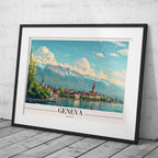 Geneva Switzerland World City Travel - Rolled Poster Wall Art Print | House Prints