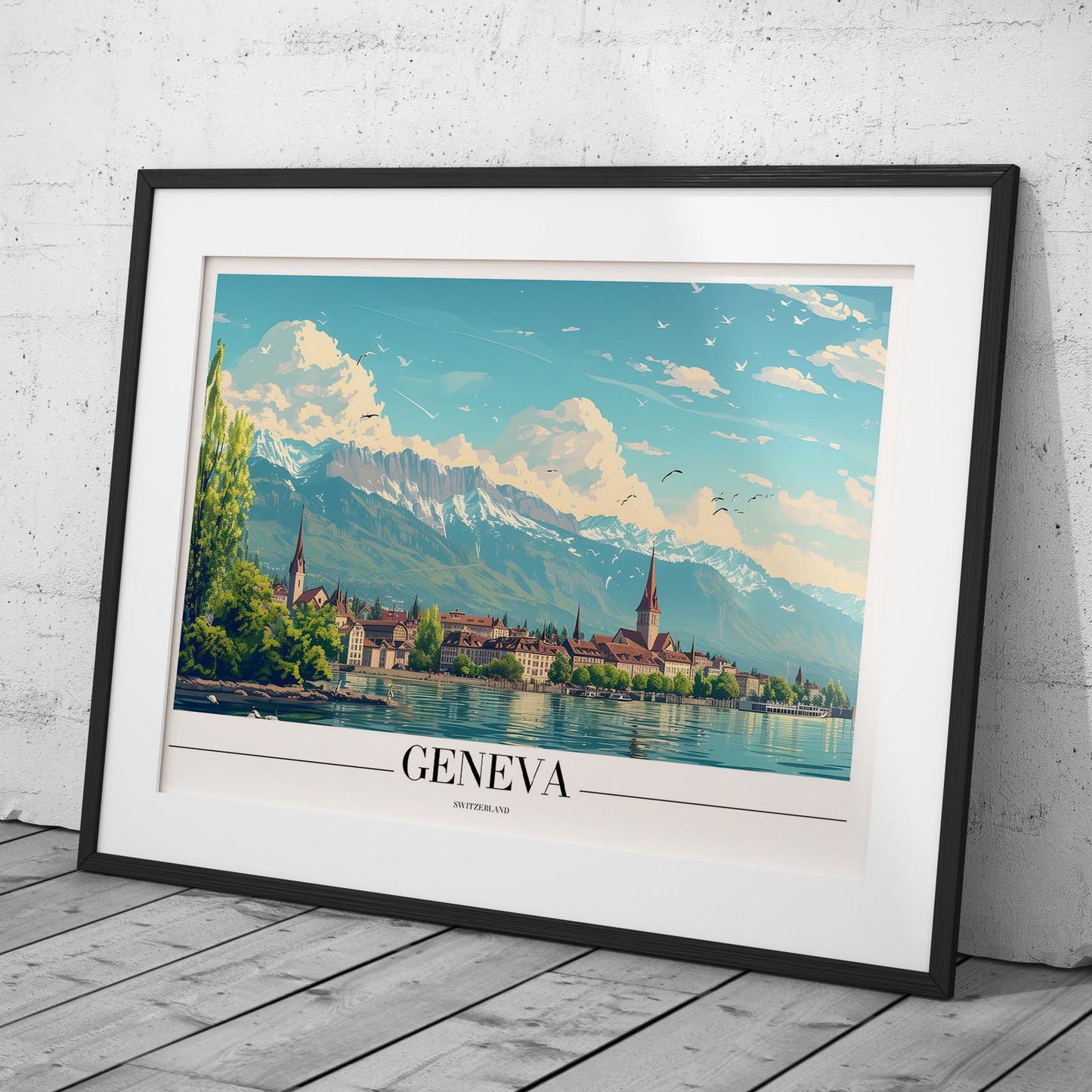 Geneva Switzerland World City Travel - Rolled Poster Wall Art Print - House Prints