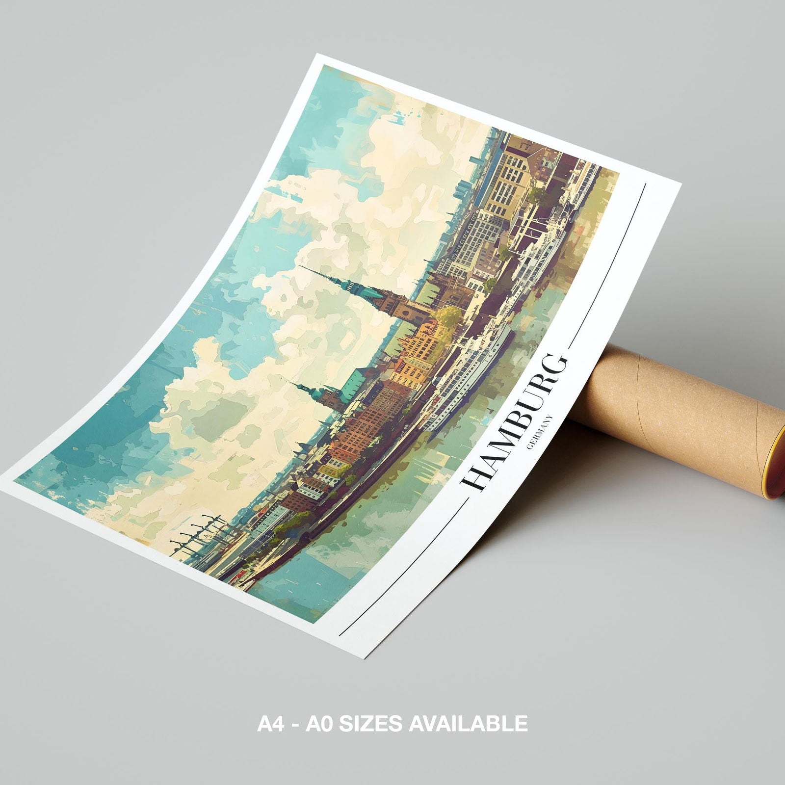 Hamburg Germany City World Travel - Rolled Poster Wall Art Print | House Prints