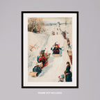 Vintage Holiday Fun in the Snow - Rolled Poster Wall Art Print | House Prints