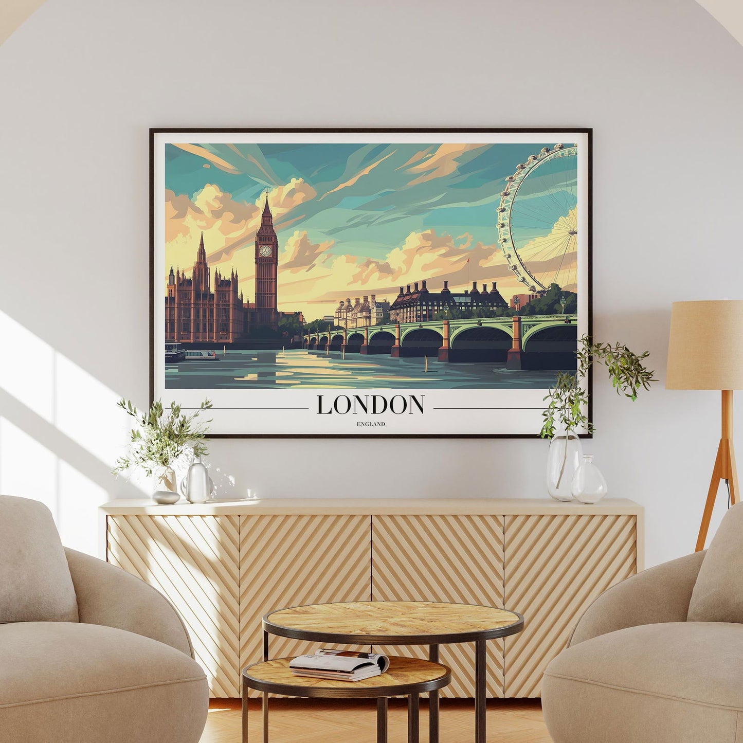 Classic London England City World Travel - Rolled Poster Wall Art Print - House Prints