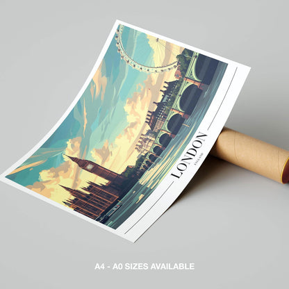 Classic London England City World Travel - Rolled Poster Wall Art Print - House Prints
