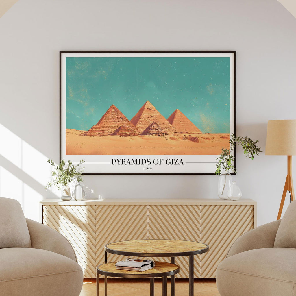 Pyramids of Giza Egypt World City Travel - Rolled Poster Wall Art Print - House Prints