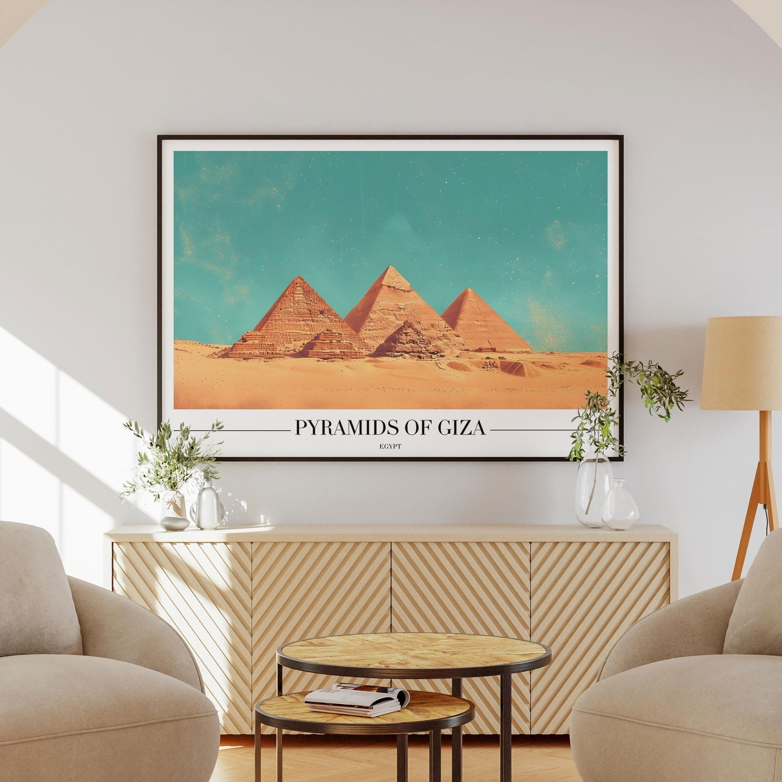 Pyramids of Giza Egypt World City Travel - Rolled Poster Wall Art Print - House Prints
