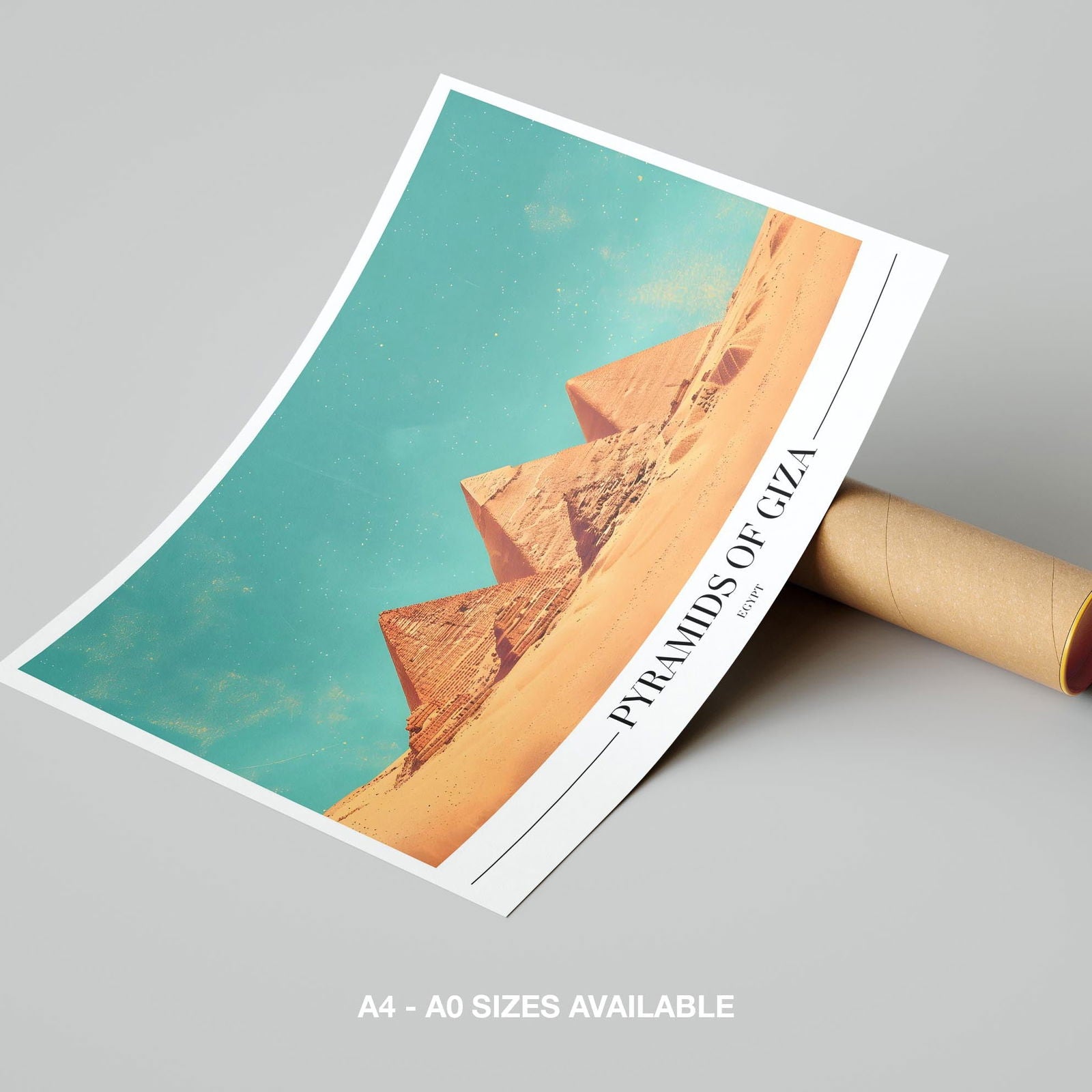Pyramids of Giza Egypt World City Travel - Rolled Poster Wall Art Print - House Prints