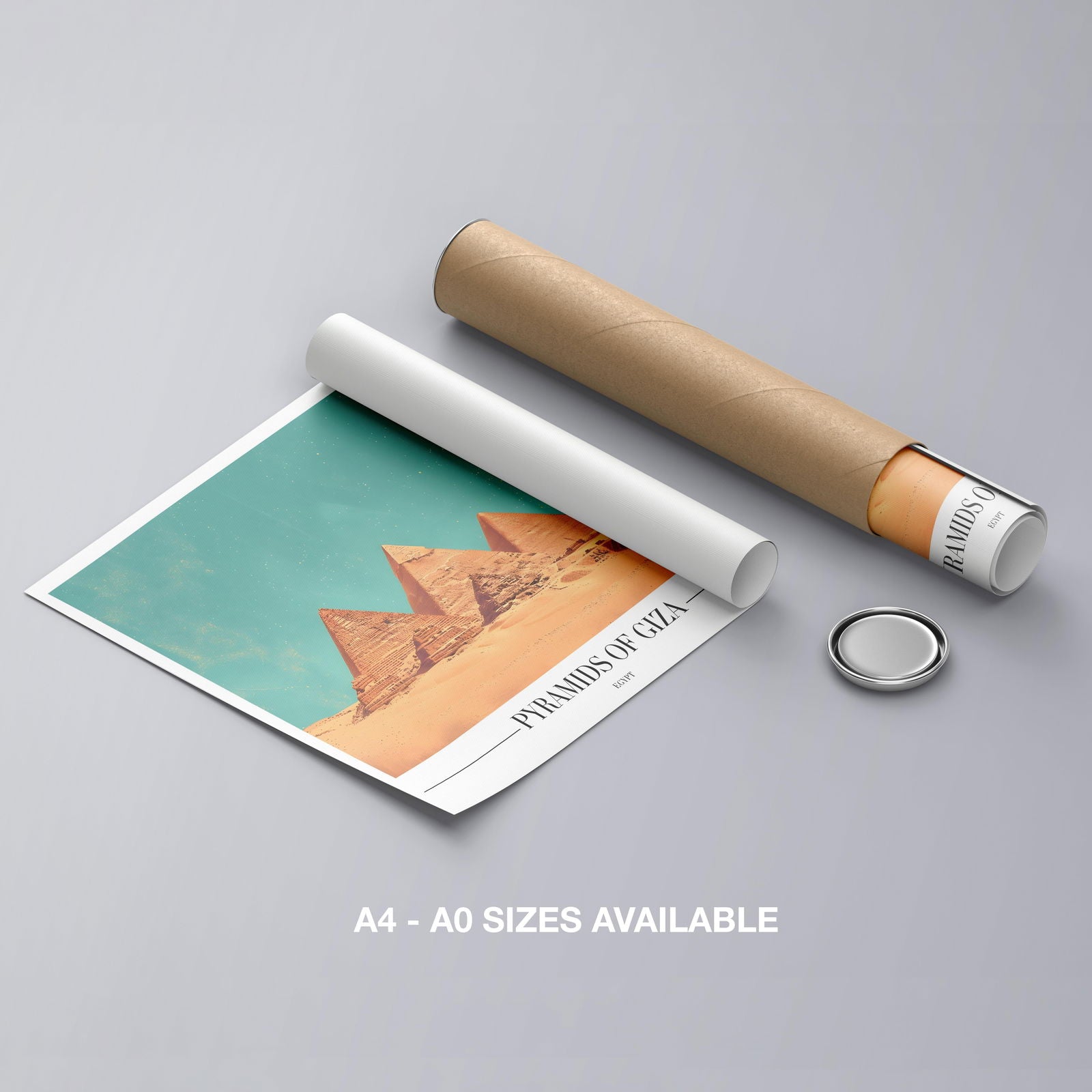 Pyramids of Giza Egypt World City Travel - Rolled Poster Wall Art Print - House Prints