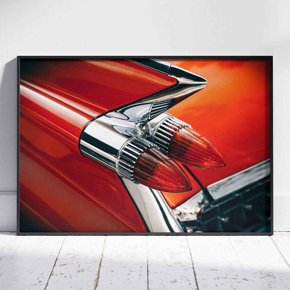 Vintage Red Classic Car Tail Light - Rolled Poster Wall Art Print | House Prints
