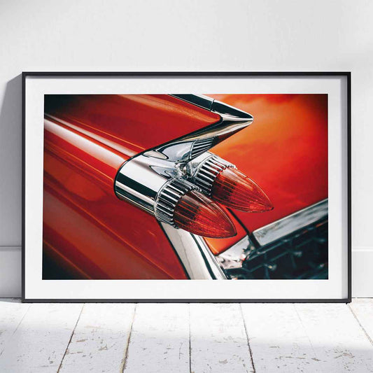 Vintage Red Classic Car Tail Light - Rolled Poster Wall Art Print - House Prints
