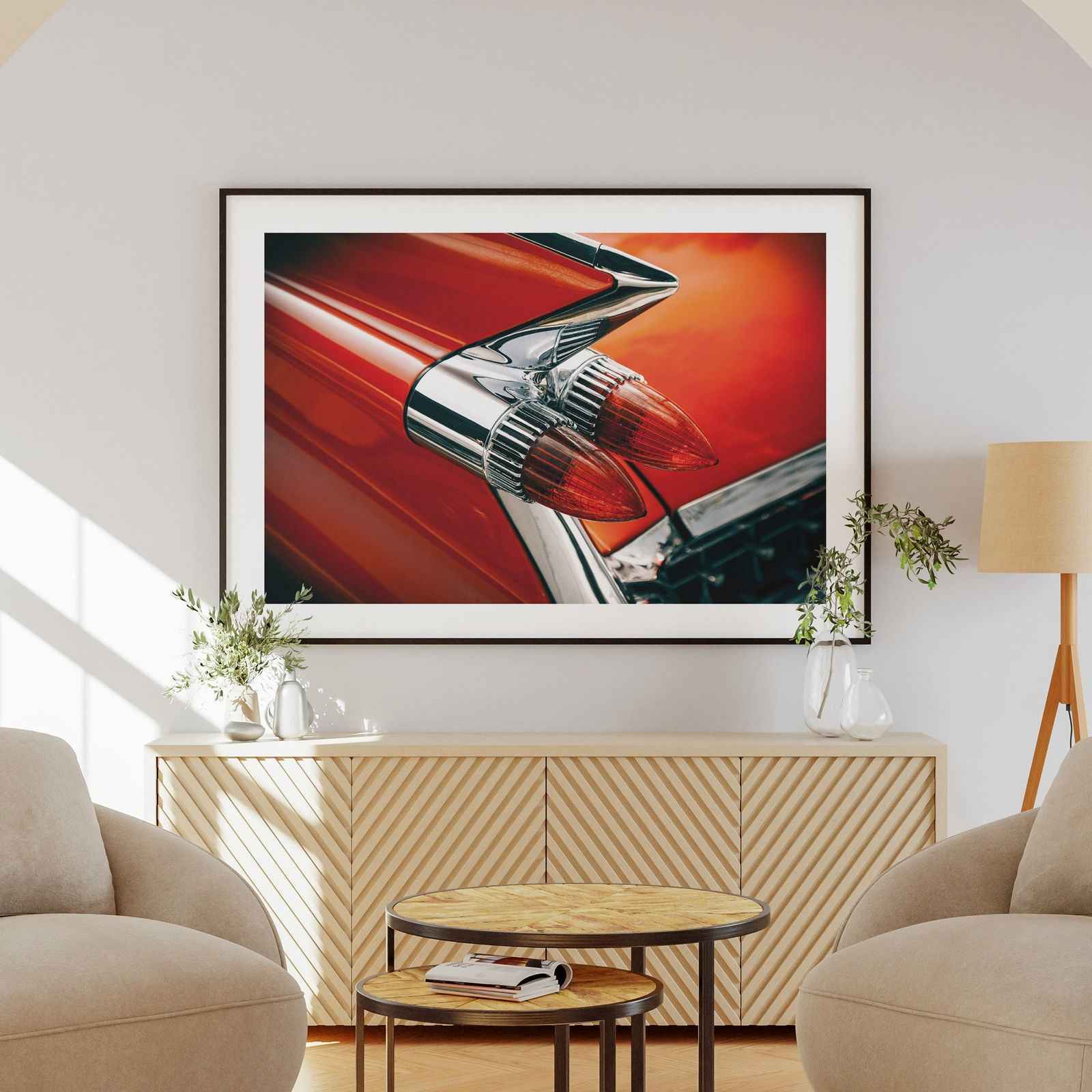 Vintage Red Classic Car Tail Light - Rolled Poster Wall Art Print | House Prints