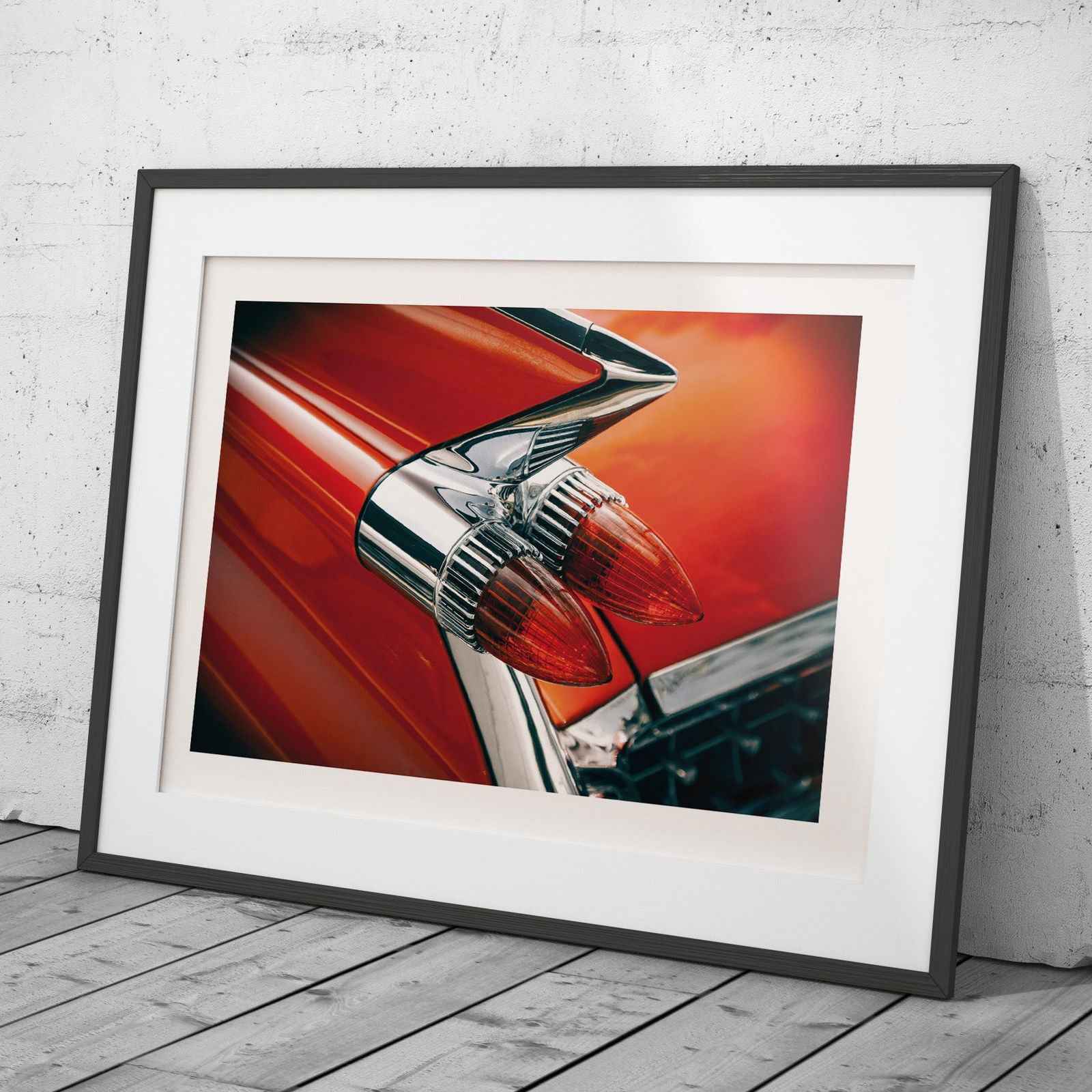 Vintage Red Classic Car Tail Light - Rolled Poster Wall Art Print | House Prints