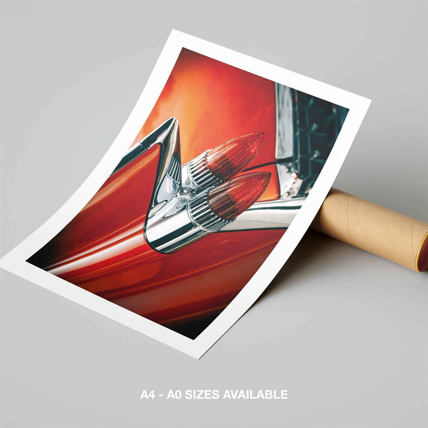 Vintage Red Classic Car Tail Light - Rolled Poster Wall Art Print | House Prints