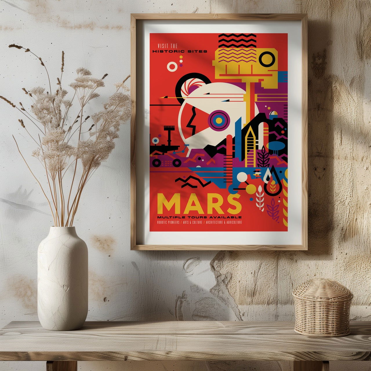 Vintage Space Trip to Mars - Rolled Poster Wall Art Print - House Prints