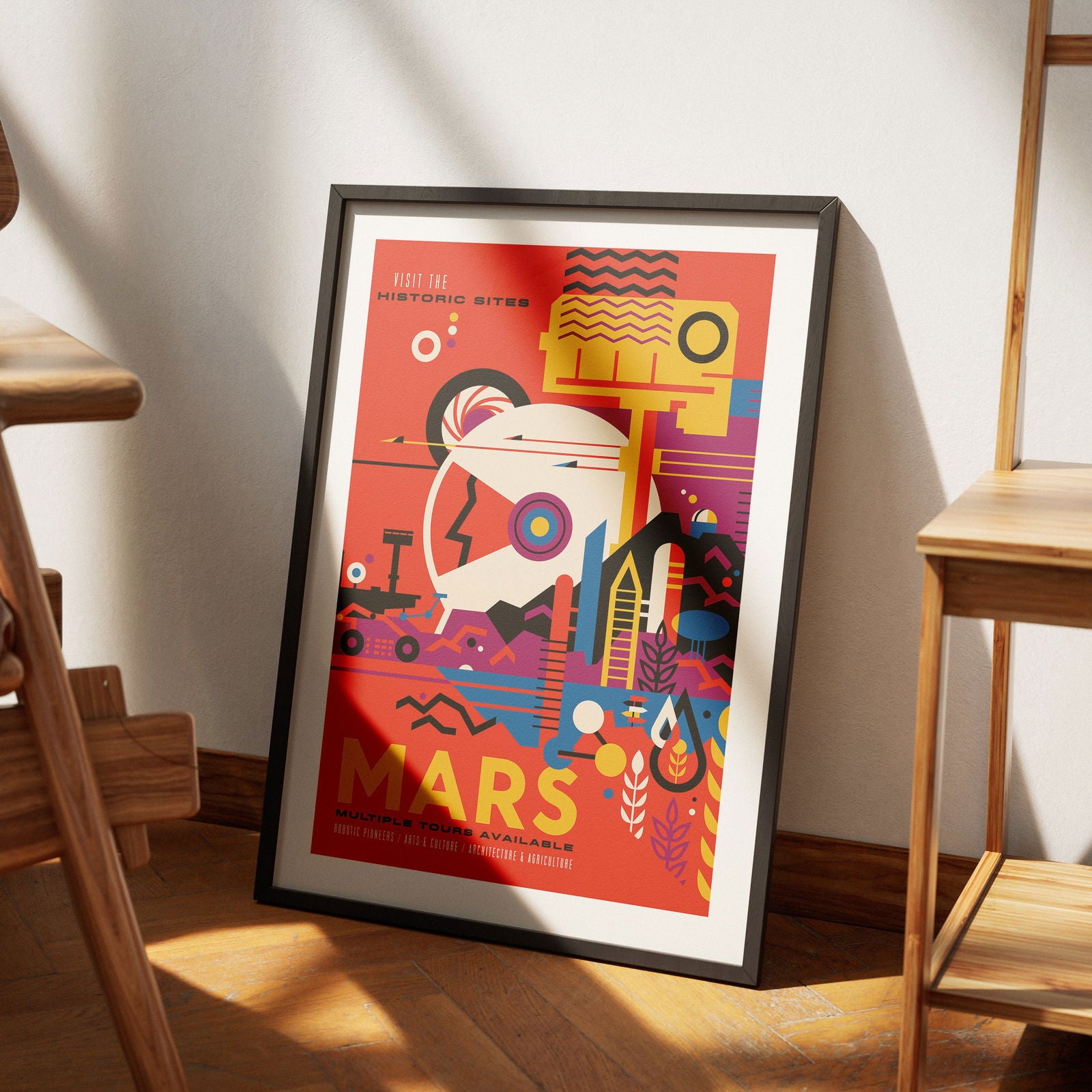 Vintage Space Trip to Mars - Rolled Poster Wall Art Print - House Prints