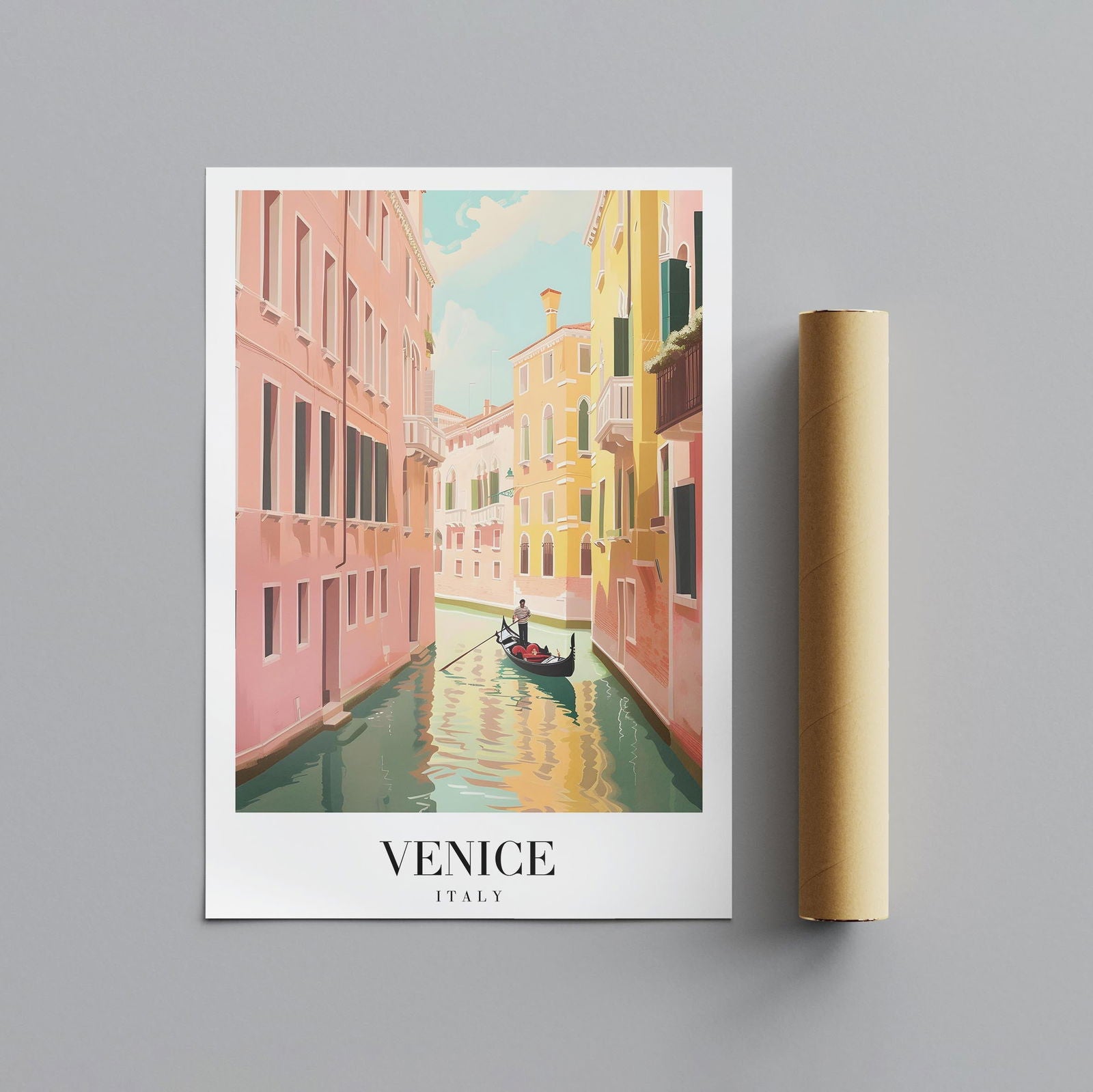 Serene Gondola in Venice Italy - Vintage Rolled Poster Wall Art Print | House Prints