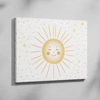 Whimsical Golden Smiling Sunshine - Framed Canvas Wall Art Print | House Prints