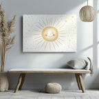 Whimsical Golden Smiling Sunshine - Framed Canvas Wall Art Print | House Prints