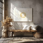Whimsical Golden Smiling Sunshine - Framed Canvas Wall Art Print | House Prints